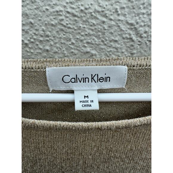 Calvin Klein Womens Top Size Medium Brown Long Bell Sleeve Knit - Picture 4 of 11
